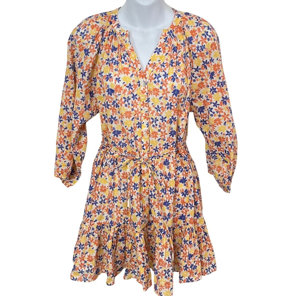 A Piece Apart Mitte Multi Floral Organic Cotton Mini Dress Women's Size Small